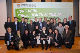 A group photo with Professor Anthony J Hedley after the 4th Hong Kong Public Forum.